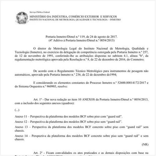 Portaria DIMEL/INMETRO 119:2017 - Situação: Em vigor