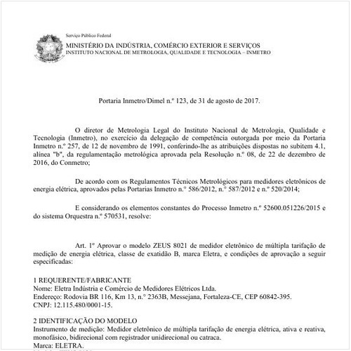 Portaria DIMEL/INMETRO 123:2017 - Situação: Revisto
