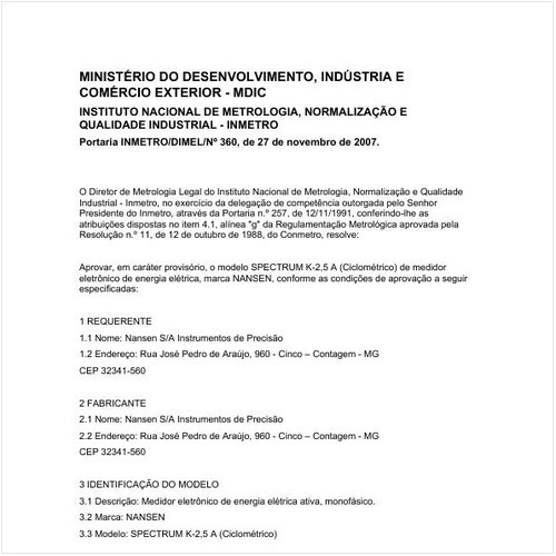 Portaria DIMEL/INMETRO 360:2007 - Situação: Prazo de validade expirado