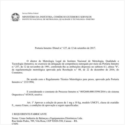 Portaria DIMEL/INMETRO 127:2017 - Situação: Em vigor