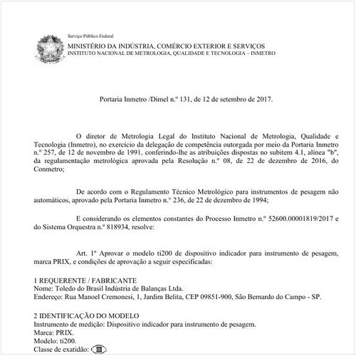 Portaria DIMEL/INMETRO 131:2017 - Situação: Revisto