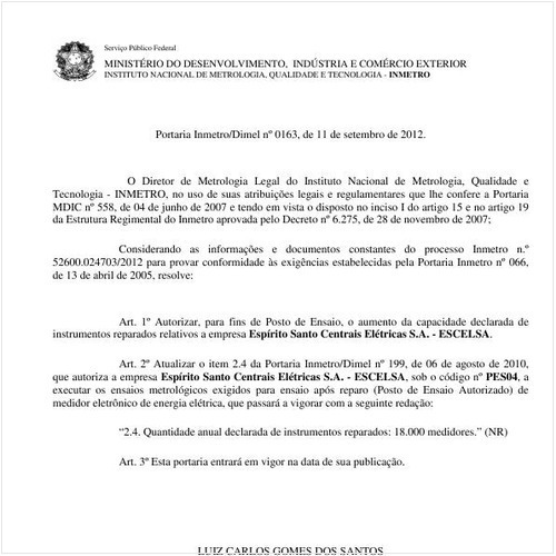 Portaria DIMEL/INMETRO 163:2012 - Situação: Revogado