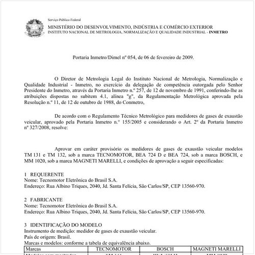 Portaria DIMEL/INMETRO 54:2009 - Situação: Prazo de validade expirado
