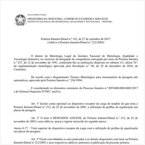 Portaria DIMEL/INMETRO 141:2017 - Situação: Em vigor