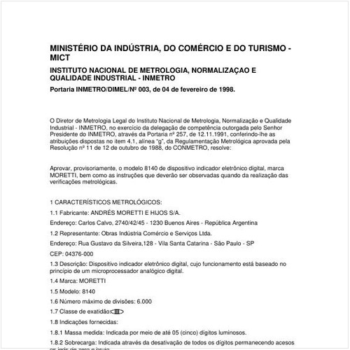 Portaria DIMEL/INMETRO 3:1998 - Situação: Prazo de validade expirado