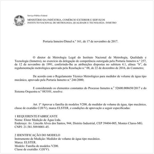 Portaria DIMEL/INMETRO 161:2017 - Situação: Em vigor
