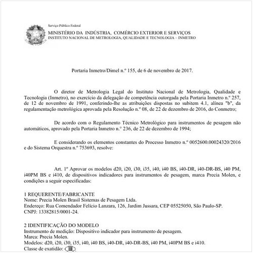 Portaria DIMEL/INMETRO 155:2017 - Situação: Em vigor