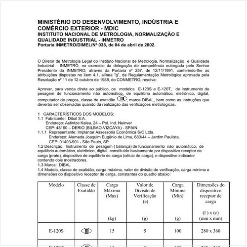 Portaria DIMEL/INMETRO 38:2002 - Situação: Em vigor