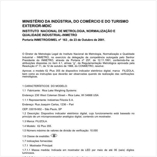 Portaria DIMEL/INMETRO 163:2001 - Situação: Prazo de validade expirado