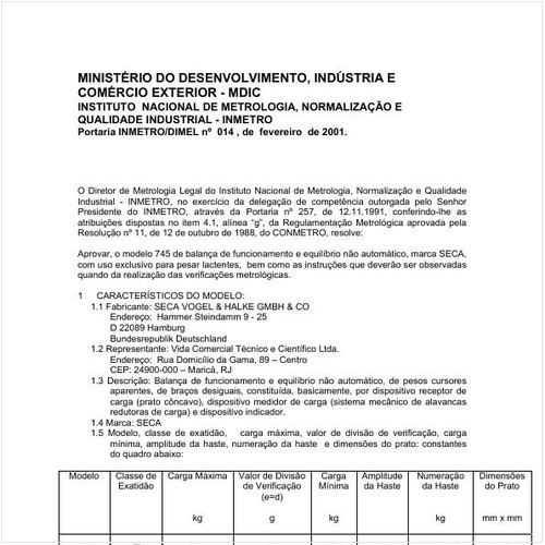 Portaria DIMEL/INMETRO 14:2001 - Situação: Prazo de validade expirado