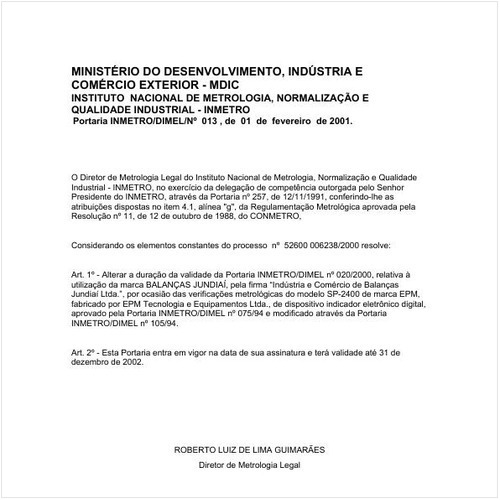 Portaria DIMEL/INMETRO 13:2001 - Situação: Prazo de validade expirado