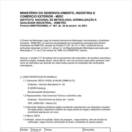 Portaria DIMEL/INMETRO 7:2001 - Situação: Prazo de validade expirado