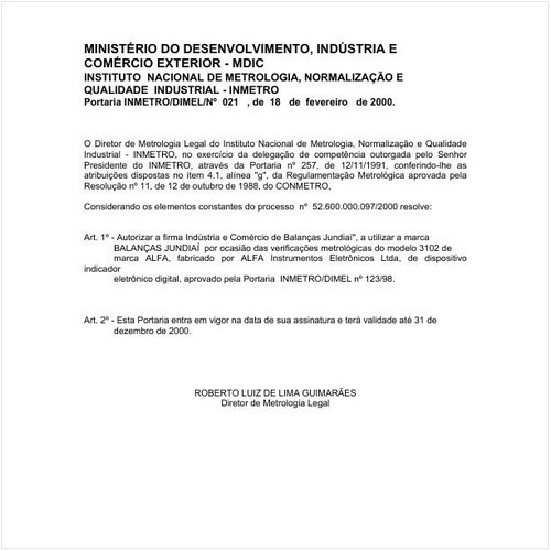 Portaria DIMEL/INMETRO 21:2000 - Situação: Prazo de validade expirado