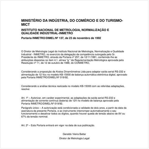 Portaria DIMEL/INMETRO 137:1992 - Situação: Prazo de validade expirado