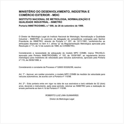 Portaria DIMEL/INMETRO 99:1999 - Situação: Prazo de validade expirado