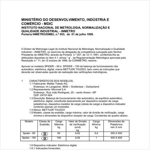 Portaria DIMEL/INMETRO 53:1999 - Situação: Prazo de validade expirado