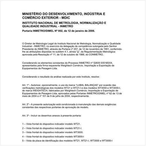 Portaria DIMEL/INMETRO 2:2006 - Situação: Revisto