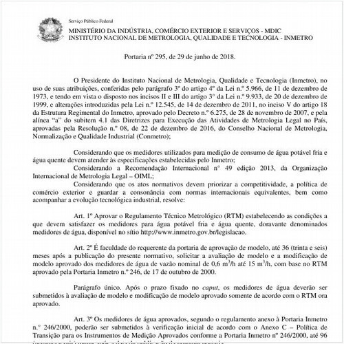 Portaria INMETRO/MDIC 295:2018 - Situação: Revogado