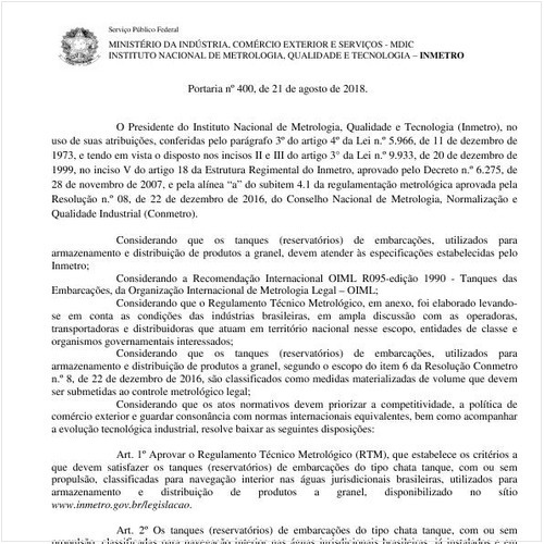 Portaria MDIC/INMETRO 400:2018 - Situação: Revogado
