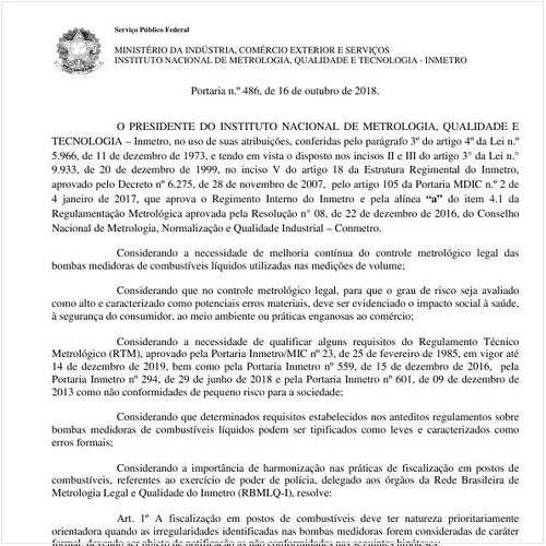 Portaria INMETRO/MDIC 486:2018 - Situação: Revogado