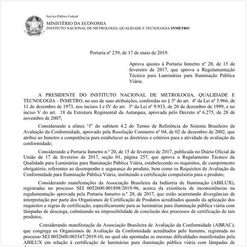 Portaria INMETRO/MDIC 239:2019 - Situação: Revogado