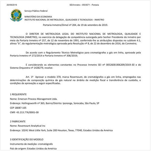 Portaria DIMEL/INMETRO 204:2019 - Situação: Revisto