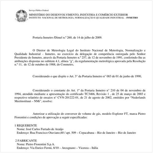 Portaria INMETRO/DIMEL 260:2009 - Situação: Prazo de validade expirado