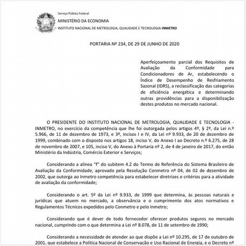 Portaria INMETRO/ME - 234:2020 - Situação: Revogado