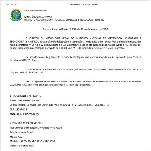 Portaria DIMEL/INMETRO 358:2020 - Situação: Em vigor