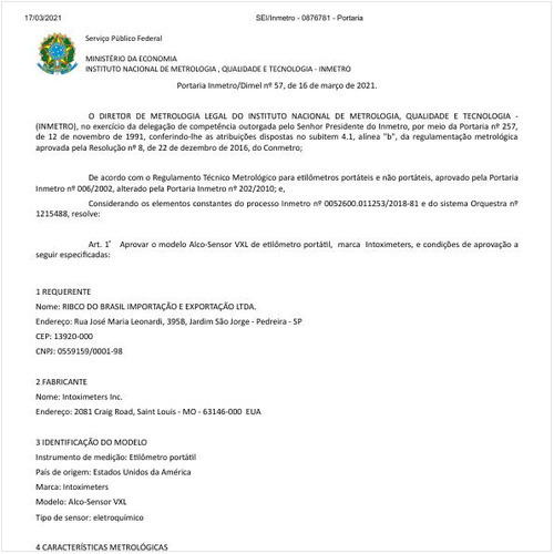 Portaria DIMEL/INMETRO 57:2021 - Situação: Em vigor