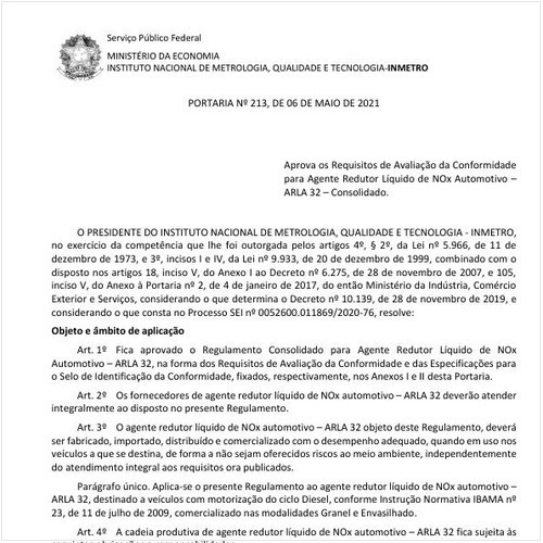 Portaria INMETRO/ME - 213:2021 - Situação: Em vigor