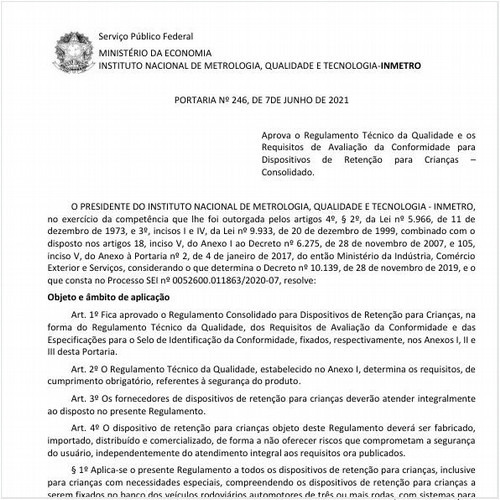 Portaria INMETRO/ME - 246:2021 - Situação: Em vigor