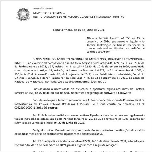 Portaria INMETRO/ME - 264:2021 - Situação: Revogado