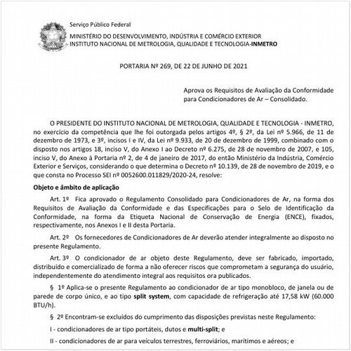 Portaria INMETRO/ME - 269:2021 - Situação: Revisto