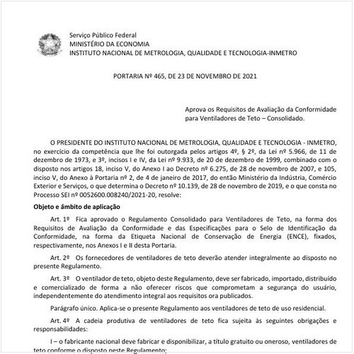 Portaria INMETRO/ME - 465:2021 - Situação: Em vigor