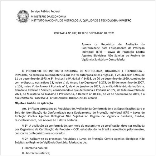 Portaria INMETRO/ME - 487:2021 - Situação: Em vigor