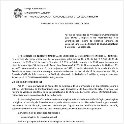 Portaria INMETRO/ME - 485:2021 - Situação: Em vigor