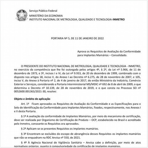 Portaria INMETRO/ME - 5:2022 - Situação: Em vigor