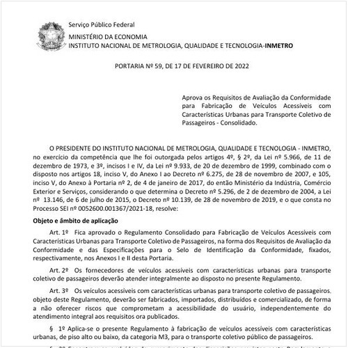 Portaria INMETRO/ME - 59:2022 - Situação: Em vigor
