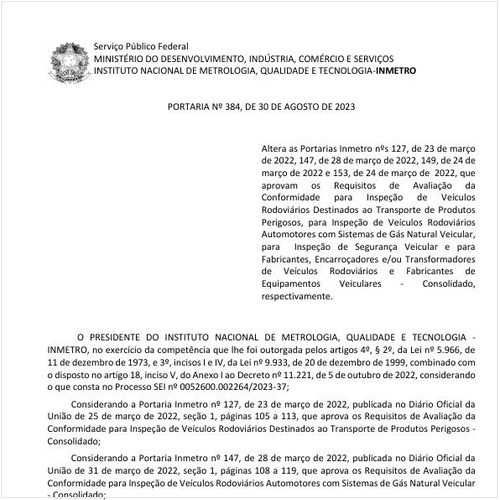 Portaria INMETRO/MDIC 384:2023 - Situação: Em vigor