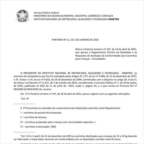 Portaria INMETRO/MDIC 11:2025 - Situação: Em vigor