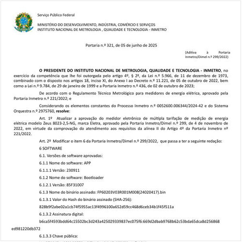 Portaria DIMEL/INMETRO 321:2025 - Situação: Em vigor