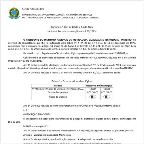 Portaria DIMEL/INMETRO 392:2025 - Situação: Em vigor