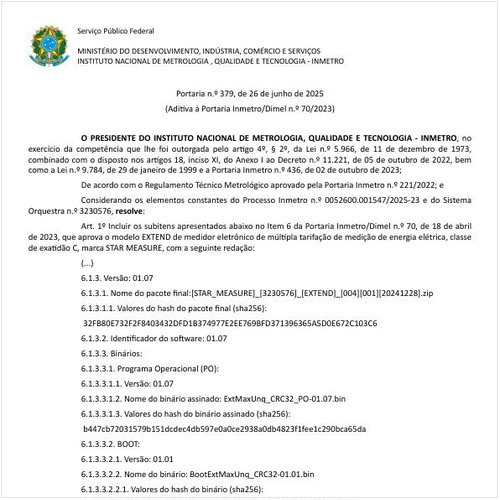 Portaria DIMEL/INMETRO 379:2025 - Situação: Em vigor