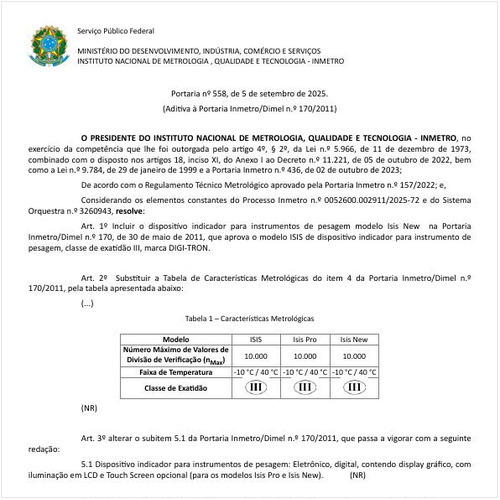 Portaria DIMEL/INMETRO 558:2025 - Situação: Em vigor