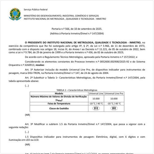 Portaria DIMEL/INMETRO 566:2025 - Situação: Em vigor