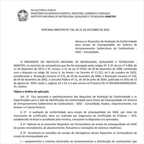 Portaria INMETRO/MDIC - 716:2025 - Situação: Em vigor