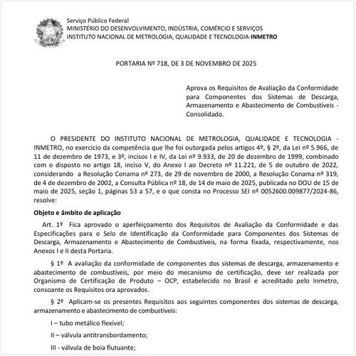 Portaria INMETRO/MDIC - 718:2025 - Situação: Em vigor