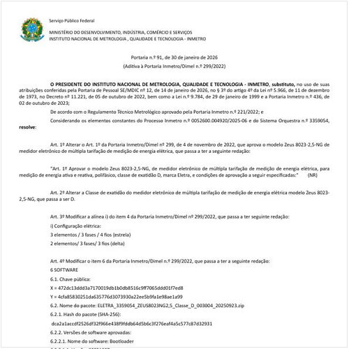 Portaria DIMEL/INMETRO 91:2026 - Situação: Em vigor