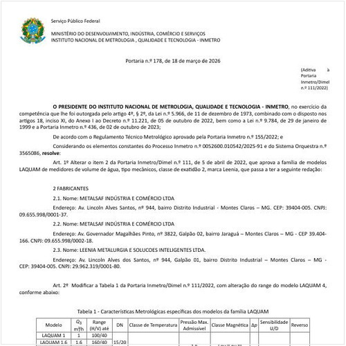 Portaria DIMEL/INMETRO 178:2026 - Situação: Em vigor